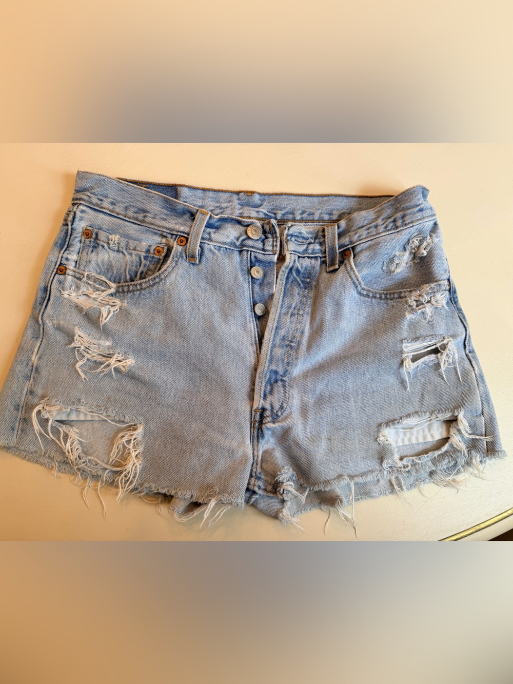 Vintage Levi’s 501 Cutoffs Reworked Distressed Denim Shorts Y2K 90s Size 24